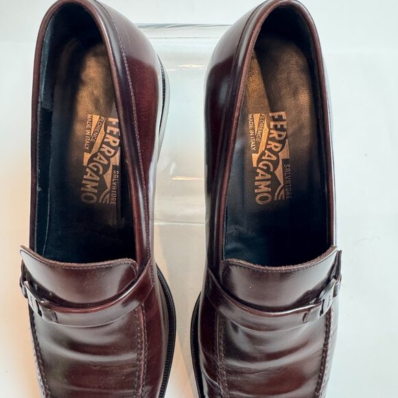 Ferragamo - Oxblood Leather Slip-On Loafers main image 5